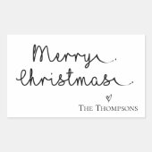 Minimalistisch Schwarz & Weiß frohe Weihnachten Rechteckiger Aufkleber (Vorderseite)