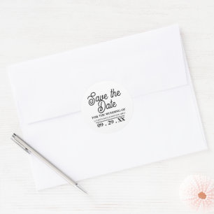 Minimalistisch, schwarz & weiß, Hochzeit das Datum Runder Aufkleber
