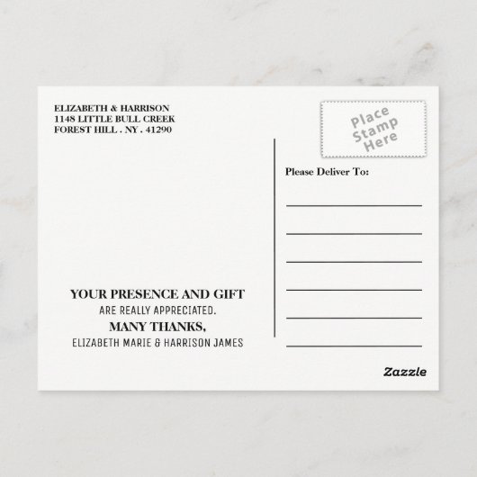 Minimalistisch - Schwarz & Weiß - Hochzeit Vielen Postkarte (Rückseite)