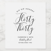 Minimalistisch Schwarz/Weiß Kokett Dreißig Weinetikett (Einzelnes Label)