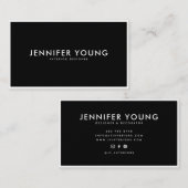 Minimalistisch Schwarz-Weiß-Moderne beruflich Visitenkarte (Vorne/Hinten)