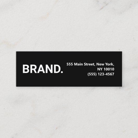 Minimalistisch Schwarz-Weiß-Moderne fett Mini Visitenkarte (Vorderseite)