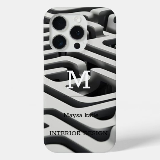 Minimalistisch Schwarz-Weiß-Moderne Monogram Case (Rückseite)