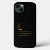 Minimalistisch Schwarz-Weiß-Moderne Monogram Case (Rückseite)
