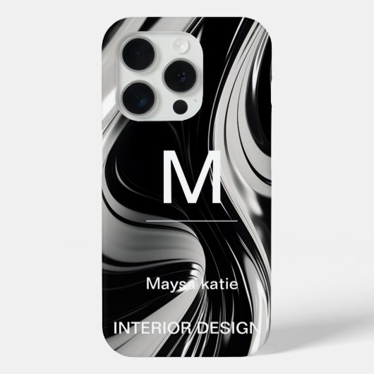 Minimalistisch Schwarz-Weiß-Moderne Monogram Case (Rückseite)