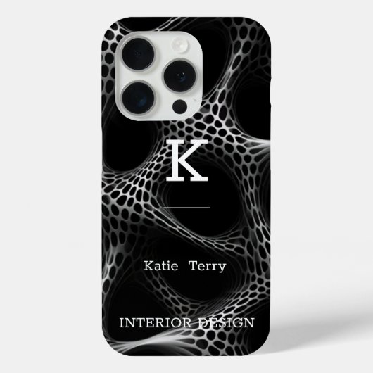 Minimalistisch Schwarz-Weiß-Moderne Monogram Case (Rückseite)