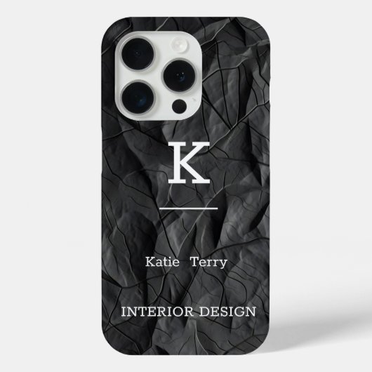 Minimalistisch Schwarz-Weiß-Moderne Monogram Case  (Rückseite)