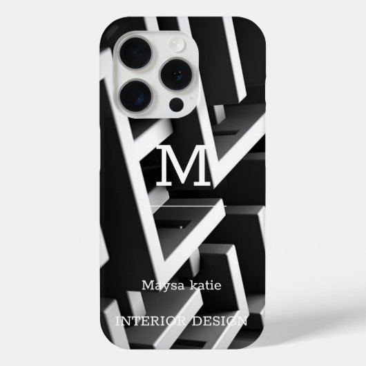 Minimalistisch Schwarz-Weiß-Moderne Monogram Case (Rückseite)