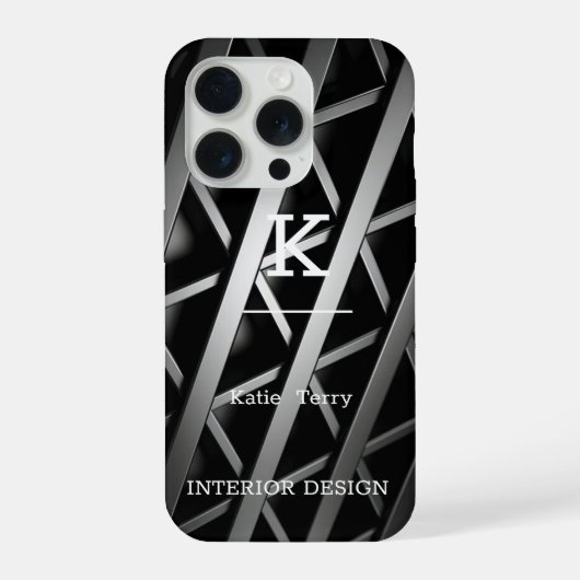 Minimalistisch Schwarz-Weiß-Moderne Monogram Case iPhone Hülle (Rückseite)