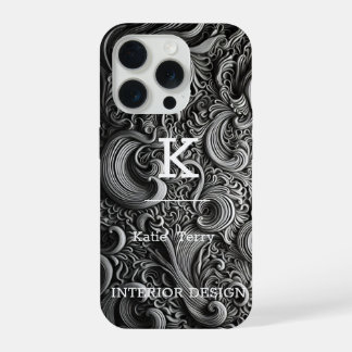 Minimalistisch Schwarz-Weiß-Moderne Monogram Case iPhone 15 Pro Hülle