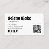 Minimalistisch Schwarz/Weiß | Moderner QR-Code Visitenkarte (Rückseite)