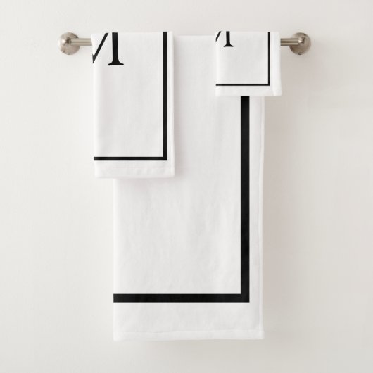 Minimalistisch Schwarz-Weiß-Monogramm Badhandtuch Set (Insitu)