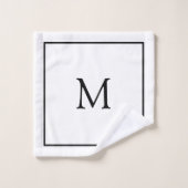 Minimalistisch Schwarz-Weiß-Monogramm Badhandtuch Set (Waschlappen)