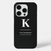 Minimalistisch Schwarz-Weiß-Monogramm Case-Mate iPhone Hülle (Rückseite)