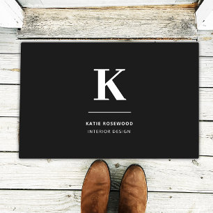 Minimalistisch Schwarz-Weiß-Monogramm Fußmatte