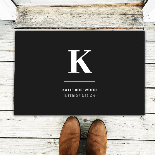 Minimalistisch Schwarz-Weiß-Monogramm Fußmatte