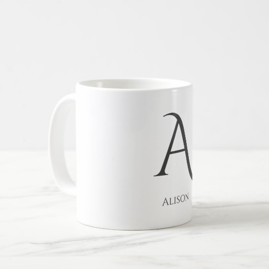 Minimalistisch Schwarz-Weiß-Monogramm Kaffeetasse (Vorderseite Links)