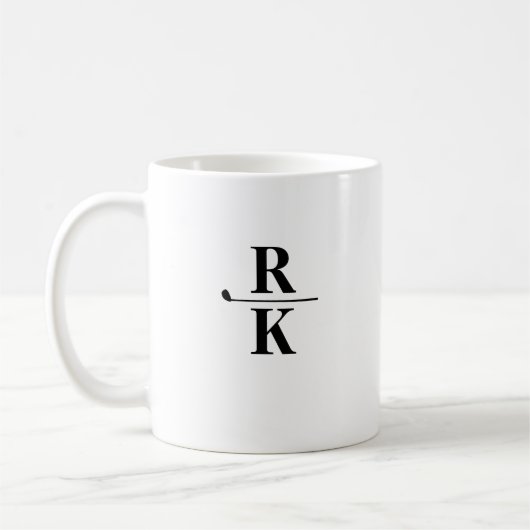 Minimalistisch Schwarz/Weiß-Monogramm mit 2 Buchst Kaffeetasse (Links)