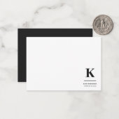 Minimalistisch Schwarz-Weiß-Monogramm Mitteilungskarte (Vorderseite/Rückseite Beispiel)