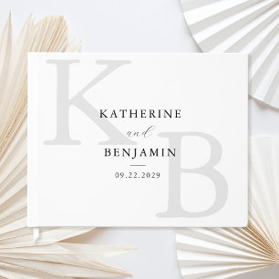 Minimalistisch Schwarz-Weiß-Monogramm Moderne Hoch Gästebuch