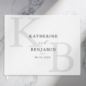 Minimalistisch Schwarz-Weiß-Monogramm Moderne Hoch Gästebuch