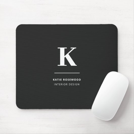 Minimalistisch Schwarz-Weiß-Monogramm Mousepad (Mit Mouse)