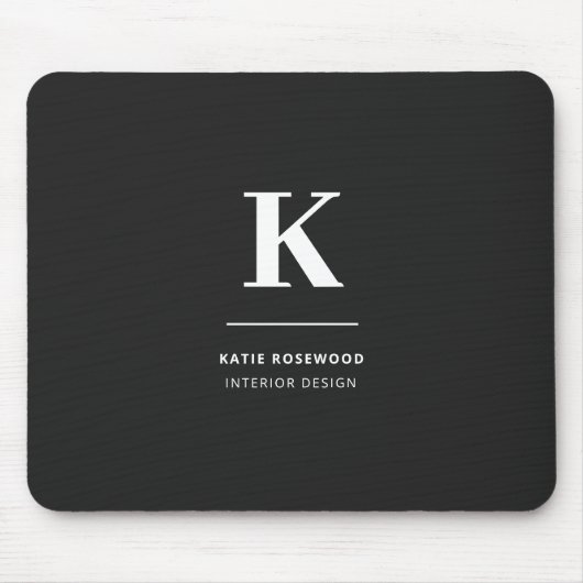 Minimalistisch Schwarz-Weiß-Monogramm Mousepad (Vorne)
