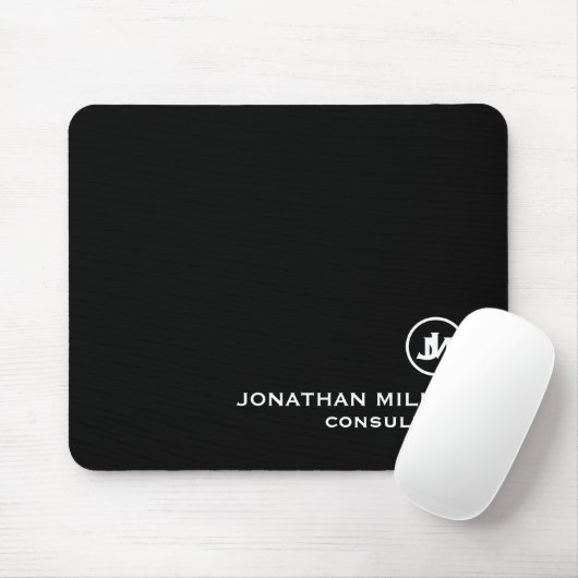 Minimalistisch Schwarz-Weiß-Monogramm Mousepad (Mit Mouse)
