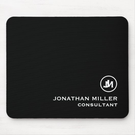 Minimalistisch Schwarz-Weiß-Monogramm Mousepad (Vorne)