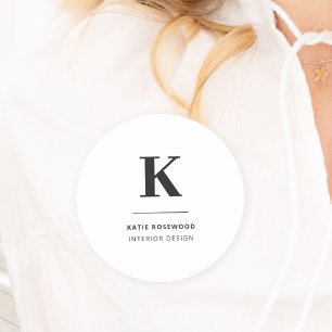 Minimalistisch Schwarz-Weiß-Monogramm Namensschild