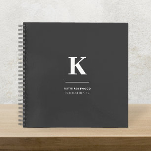 Minimalistisch Schwarz-Weiß-Monogramm Notizblock