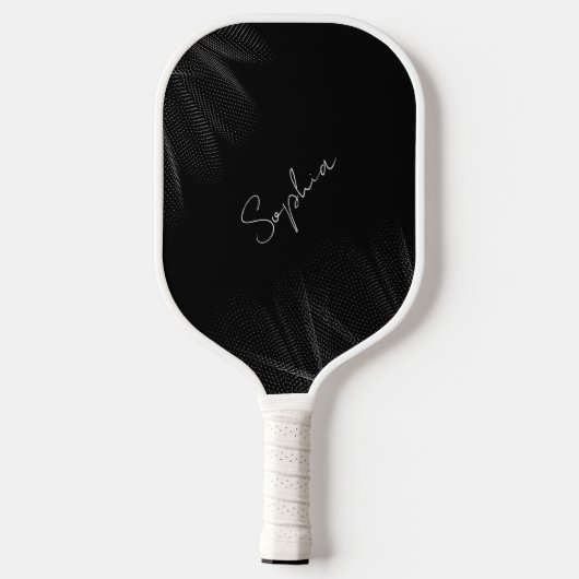 Minimalistisch Schwarz-Weiß-Monogramm Pickleball Schläger (Rückseite)