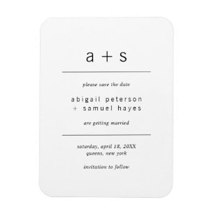 Minimalistisch Schwarz-Weiß-Monogramm Save the Dat Magnet