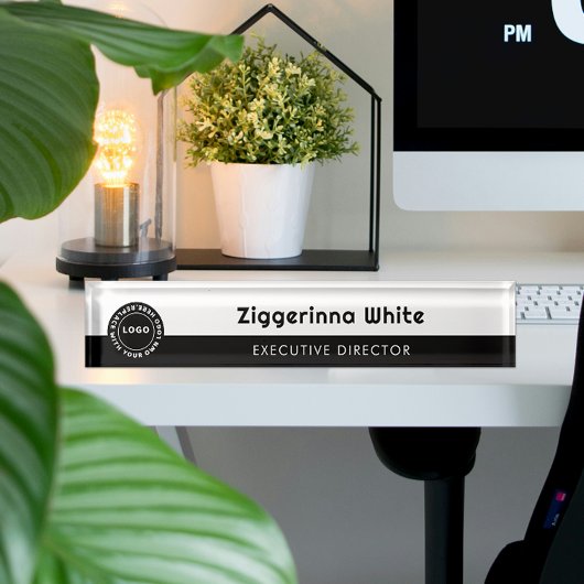 Minimalistisch Schwarz, weiß Namensplakette