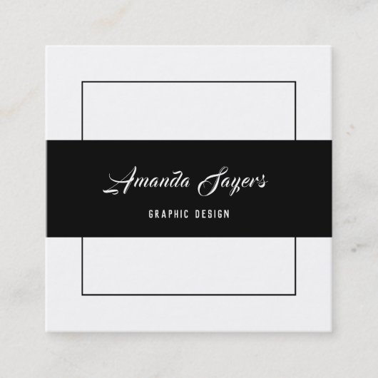 Minimalistisch Schwarz/Weiß Quadratische Visitenkarte (Vorderseite)