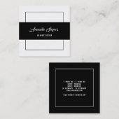 Minimalistisch Schwarz/Weiß Quadratische Visitenkarte (Vorne/Hinten)