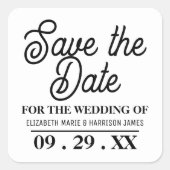Minimalistisch - Schwarz & Weiß - Save the Date Quadratischer Aufkleber (Vorderseite)