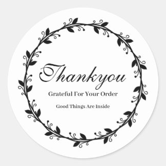 Minimalistisch Schwarz-Weiß-Thankysticker Runder Aufkleber
