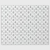 Minimalistisch Schwarz-Weiß-Weihnachten Geschenkpapier (Flach)