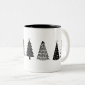 Minimalistisch Schwarz-Weiß-Weihnachten Zweifarbige Tasse (VorderseiteRechts)