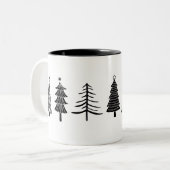 Minimalistisch Schwarz-Weiß-Weihnachten Zweifarbige Tasse (Vorderseite Links)