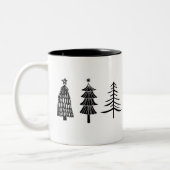 Minimalistisch Schwarz-Weiß-Weihnachten Zweifarbige Tasse (Links)