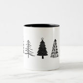 Minimalistisch Schwarz-Weiß-Weihnachten Zweifarbige Tasse (Mittel)
