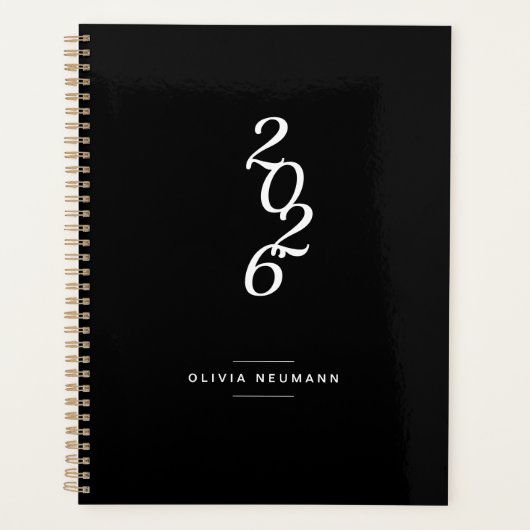 Minimalistisch Schwarz-Weiß-Woche 2022 | Monat P Planer (Vorderseite)