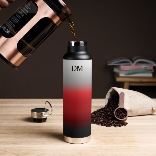 Minimalistisch Schwarz-weiße Monogramm Trinkflasche (Kaffee)
