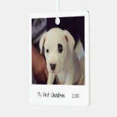 Minimalistisch Schwarz-weißes Erstes Weihnachtsgeb Ornament Aus Metall (Vorderseite links)