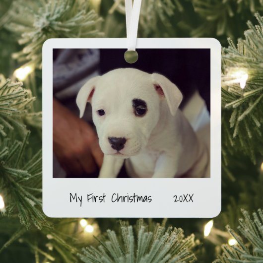 Minimalistisch Schwarz-weißes Erstes Weihnachtsgeb Ornament Aus Metall (InSitu)