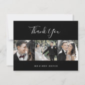 Minimalistisch | Schwarze 3 Fotovorlage Dankeschön Dankeskarte (Vorderseite)