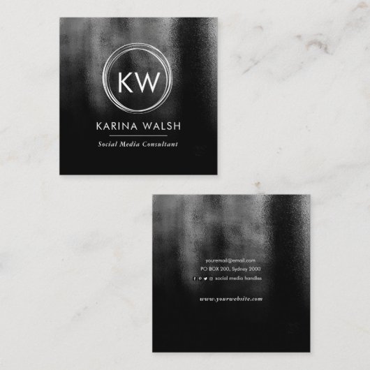 Minimalistisch Schwarze Textur-Quadrat-Visitenkart Quadratische Visitenkarte (Vorne/Hinten)