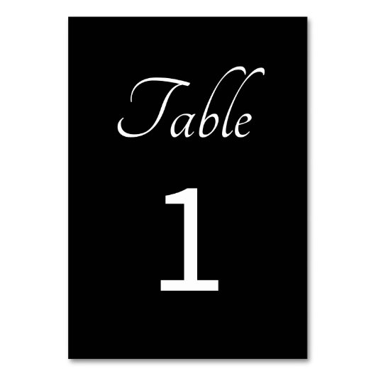 Minimalistisch: Schwarze Tischnummer (Vorderseite)
